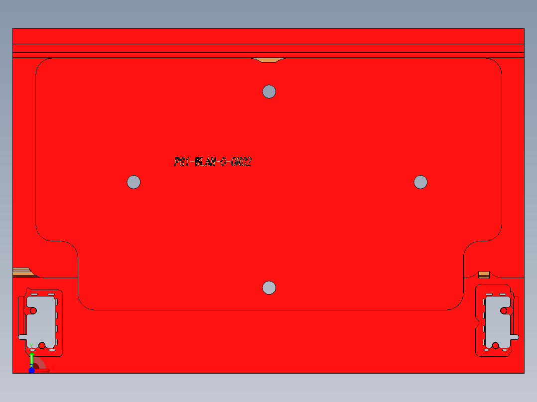 包胶版笔记本C壳开粗内腔程序模型前视图