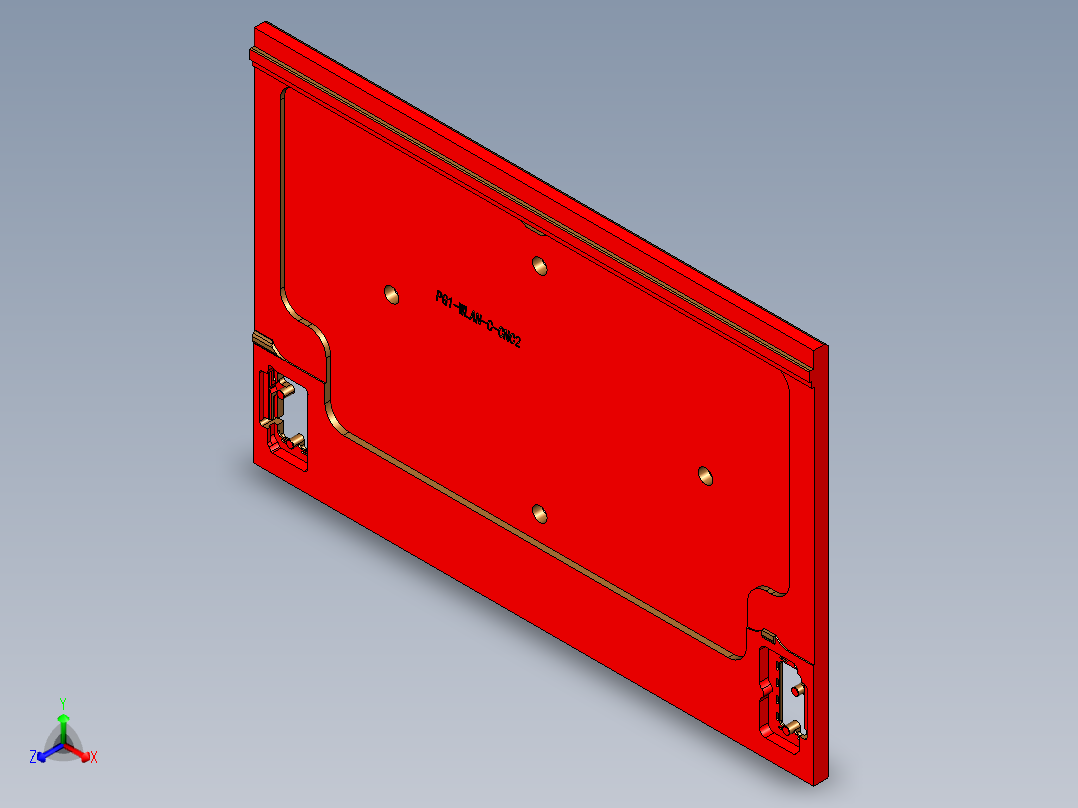 包胶版笔记本C壳开粗内腔程序模型正等轴测图