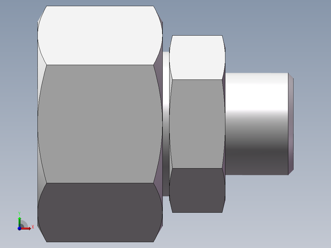 直通变径接头、2D-18-30前视图