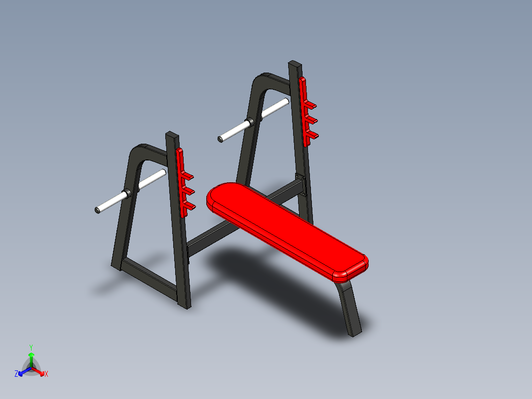 B3003758-平板卧推健身器材正等轴测图