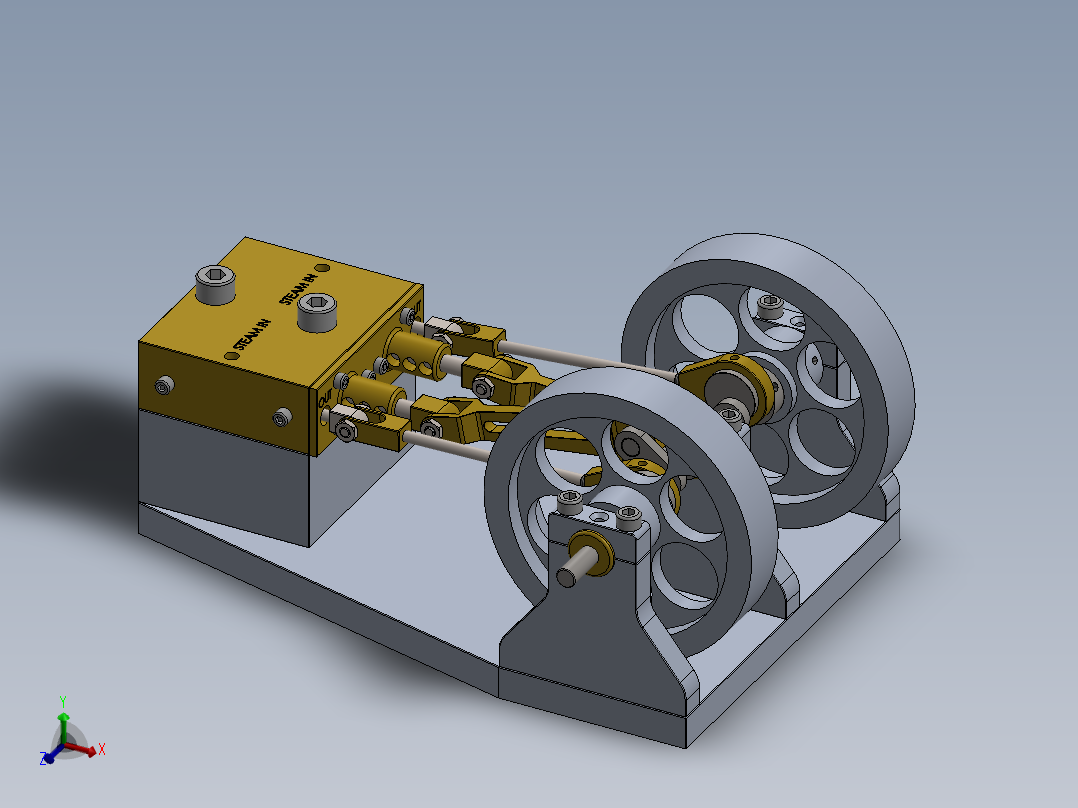 蒸汽机simple-2-cylinder-horizontal-mill-steam-engine-模型格式为 sw主视图