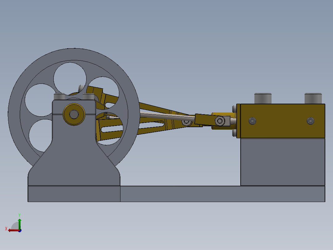 蒸汽机simple-2-cylinder-horizontal-mill-steam-engine-模型格式为 sw后视图