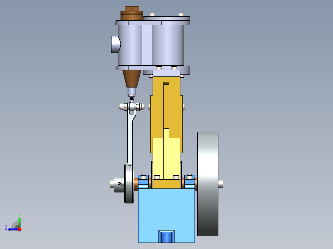 蒸汽机steam-engine-model-6834-模型格式为 stp sw右视图