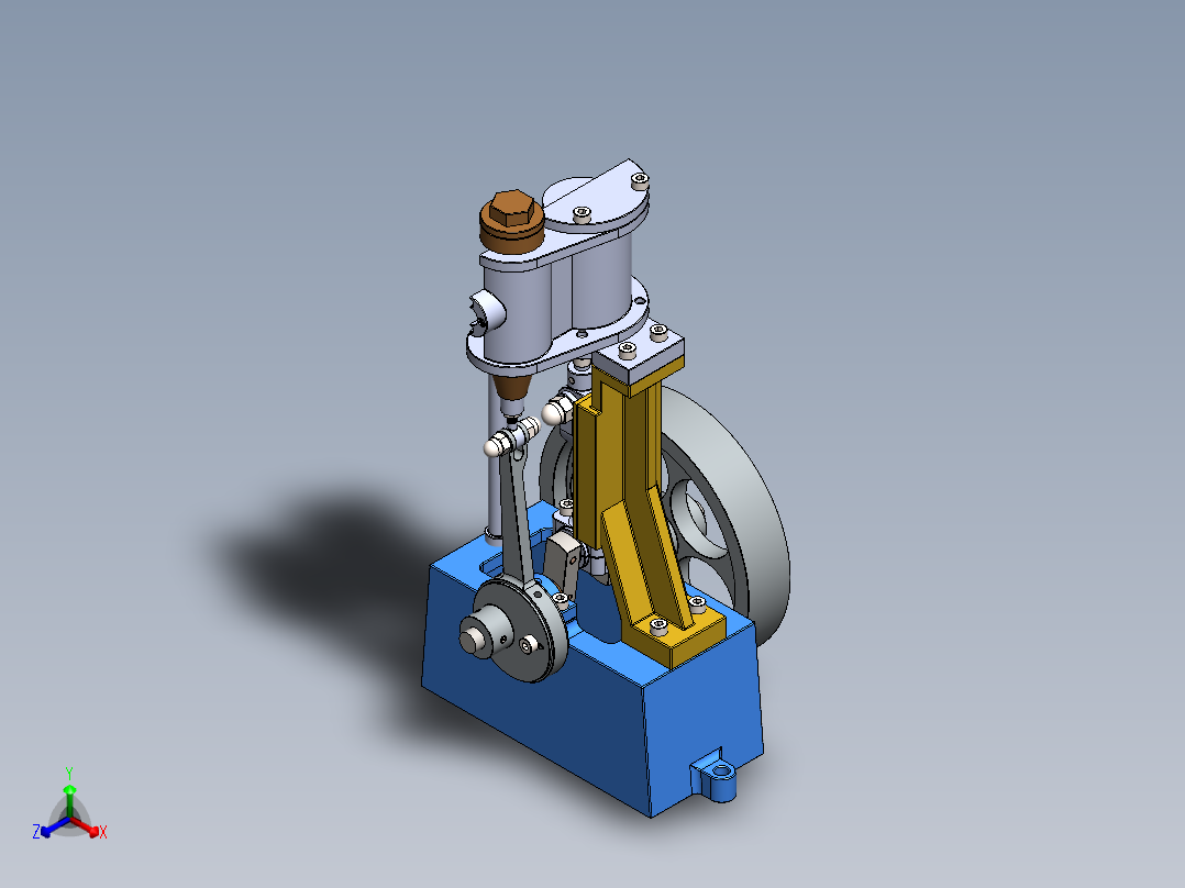 蒸汽机steam-engine-model-6834-模型格式为 stp sw正等轴测图