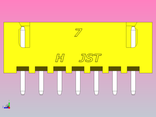 连接器黄色JST XH 7针2.54 mm右视缩略图