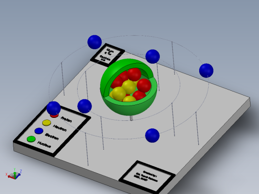 D可打印的玻尔碳原子模型_SOLIDWORKS+KeyShot