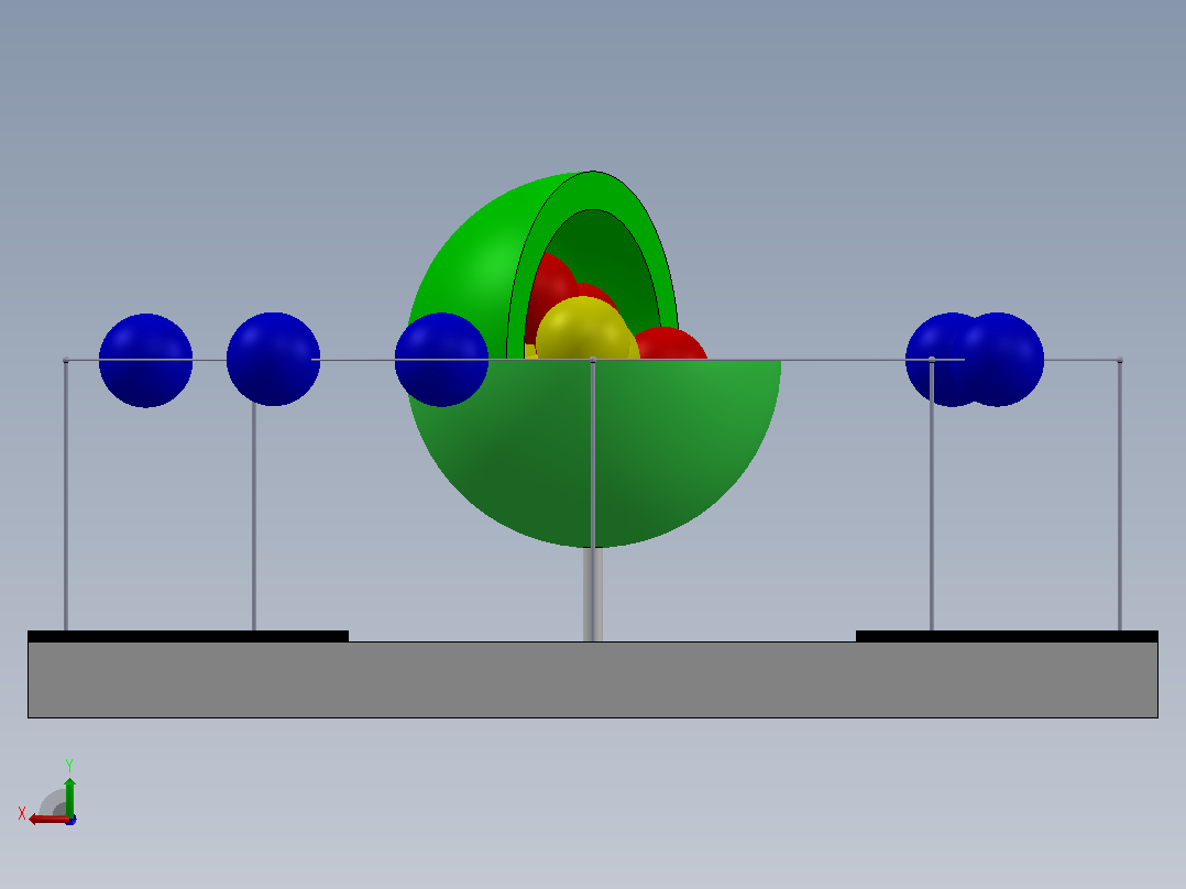 D可打印的玻尔碳原子模型_SOLIDWORKS+KeyShot后视图
