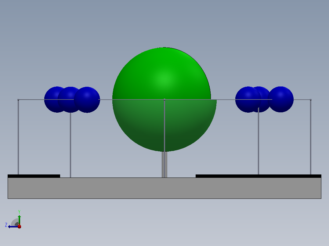 D可打印的玻尔碳原子模型_SOLIDWORKS+KeyShot右视图