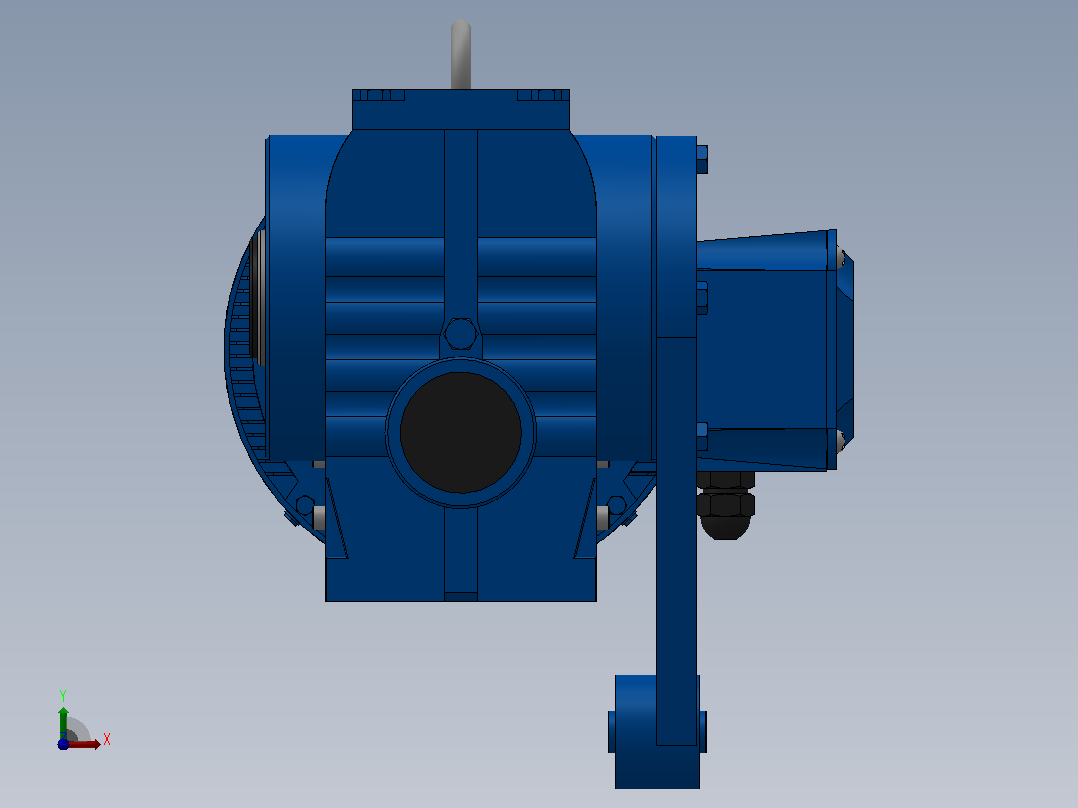 SAT57带防转臂空心轴安装斜齿-蜗轮蜗杆减速机SAT57-YV0.37-6P-133.79-M1-0°-B前视图