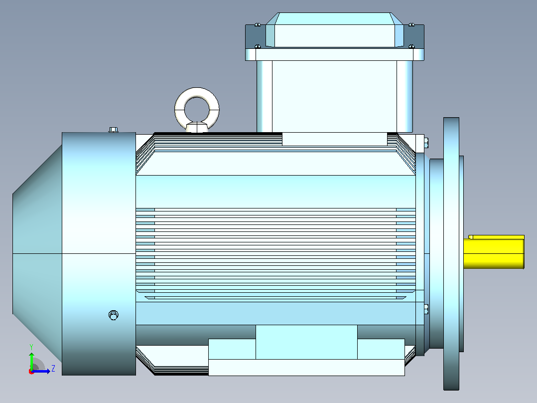 YX3-80～132高效率三相异步电动机-基座带底脚、端盖上有凸缘（带通孔）[YX3-112M-4]左视图