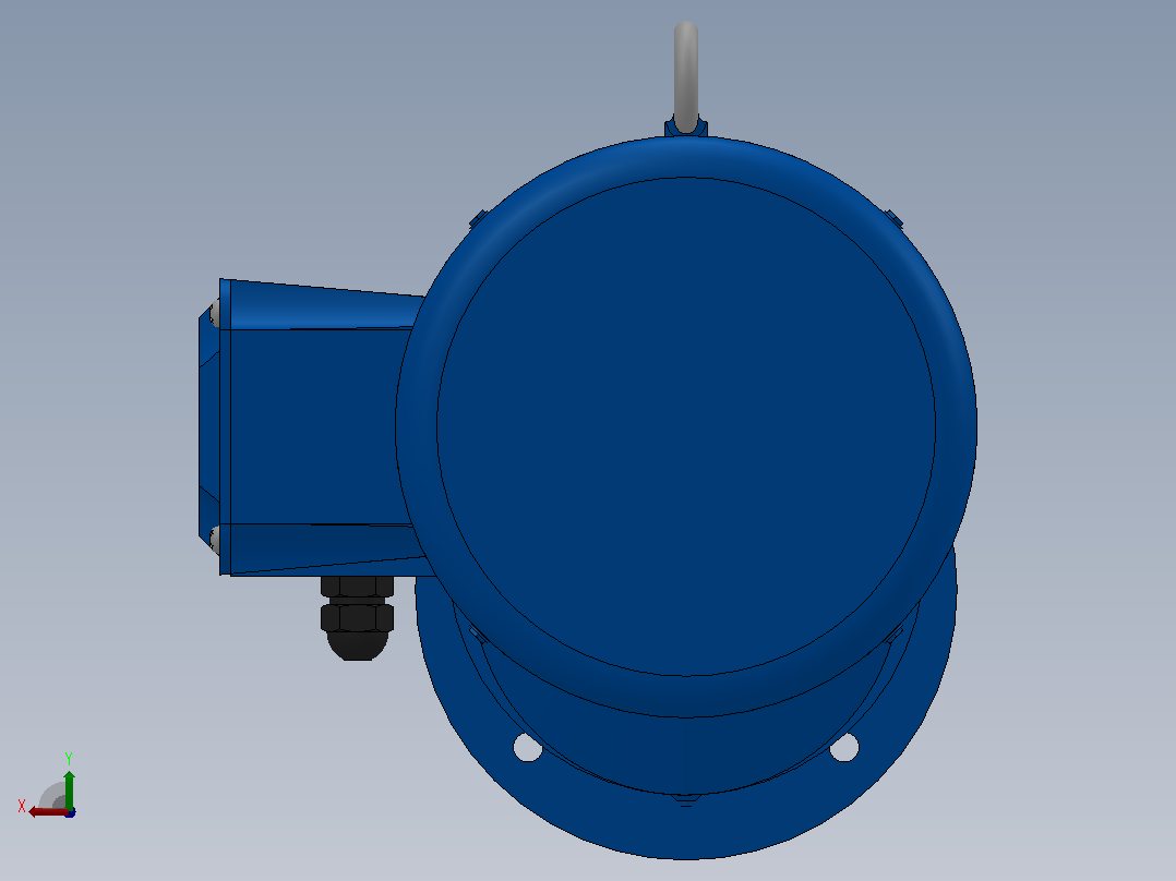 RXF67法兰轴伸式安装斜齿轮减速机RX67-Y2.2-4P-100-M1-0°-Φ200后视图