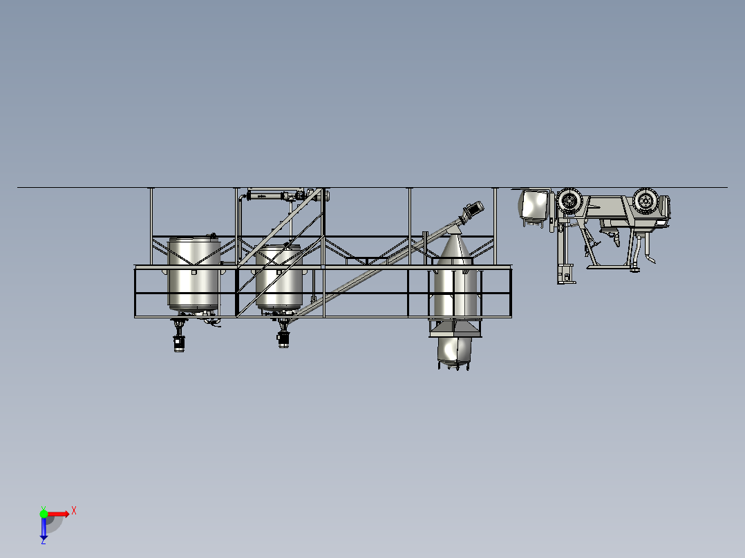 淀粉蒸煮设备3D模型俯视图