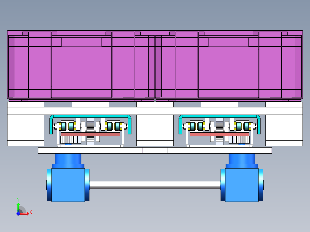 T252 齿轮传动双向伸缩货叉前视图