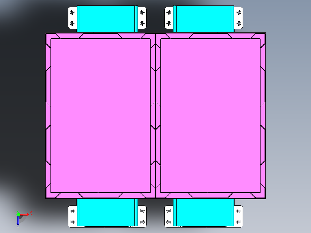 T252 齿轮传动双向伸缩货叉俯视图