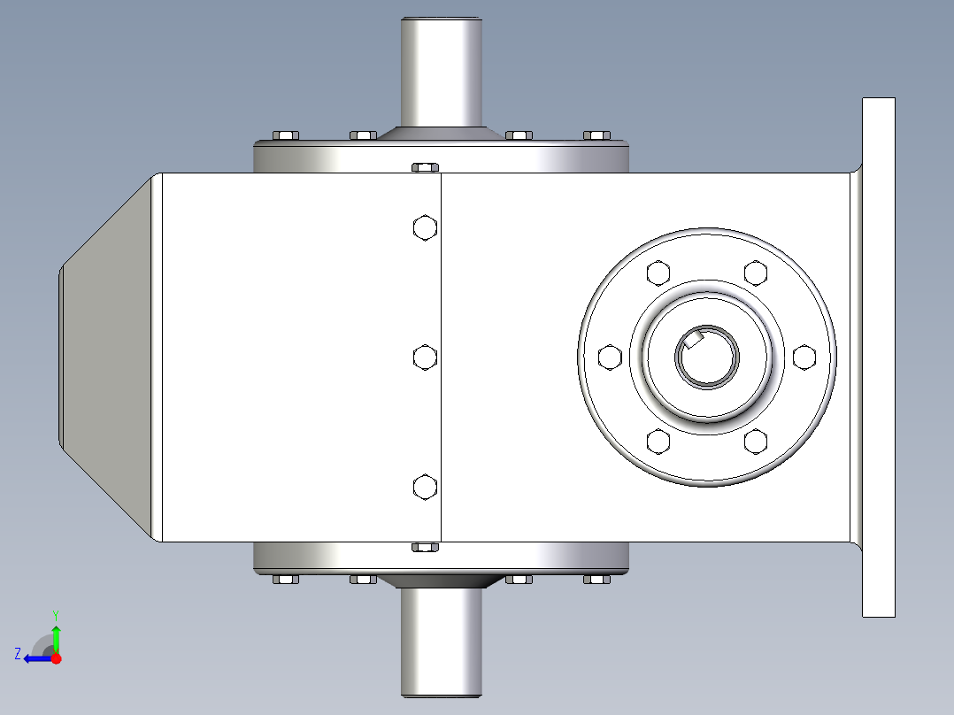 3_Inventor蜗轮蜗杆减速器右视图
