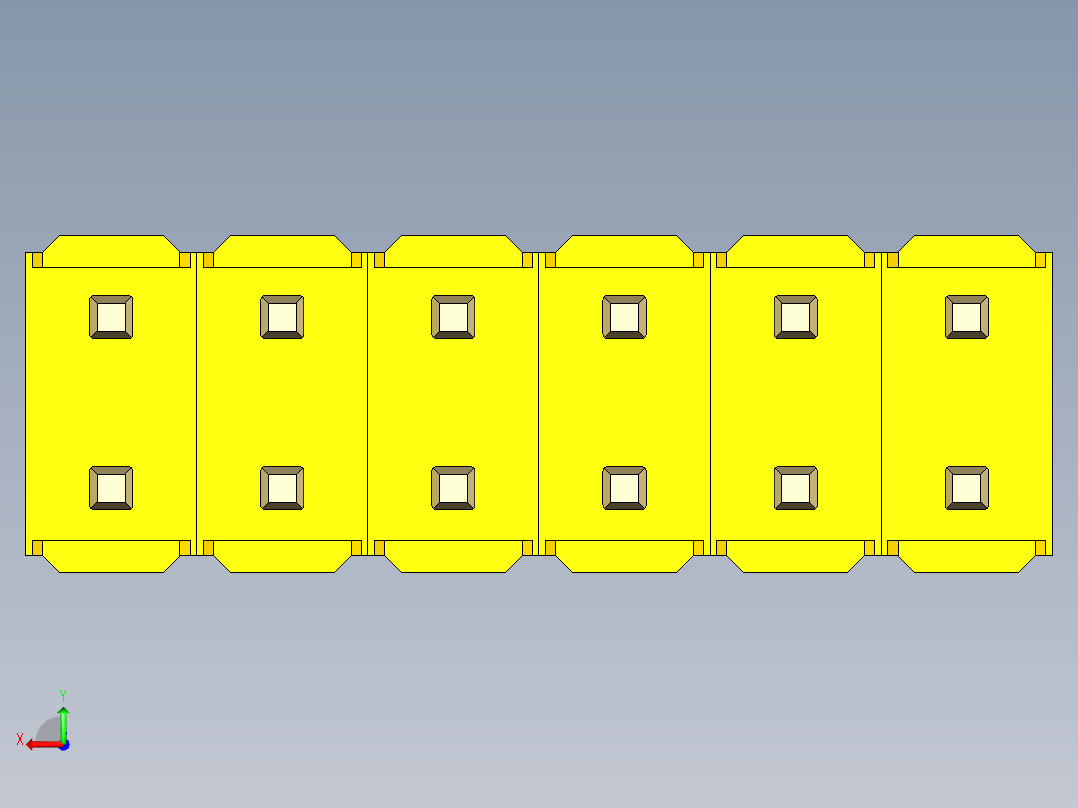 彩色公头100mil（2.54mm）系列-DS1021_yellow_2x06p_100mil_Type5_rev1.0后视图