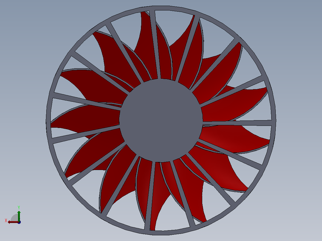 燃气轮机旋叶---模型格式为 sw后视图