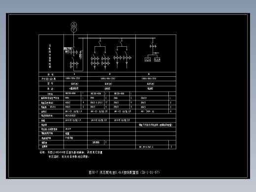 图38-7 低压配电室0.4kV接线配置图（ZA-1-D1-07）