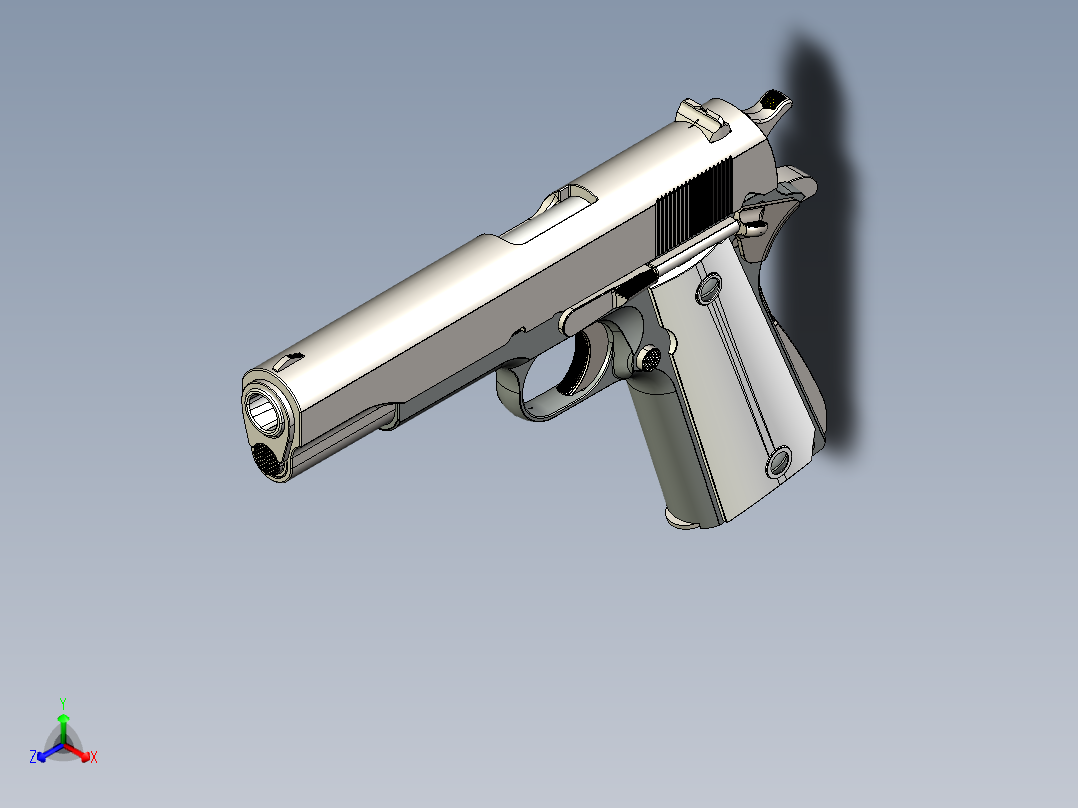 手枪左轮冲锋枪老式狙击步枪设计3D图纸colt-m1911a1-4 2 STP主视图