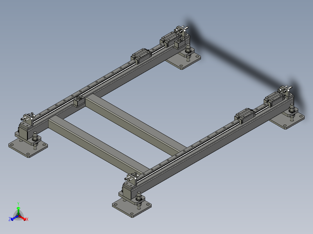 底座导轨装配体正等轴测图