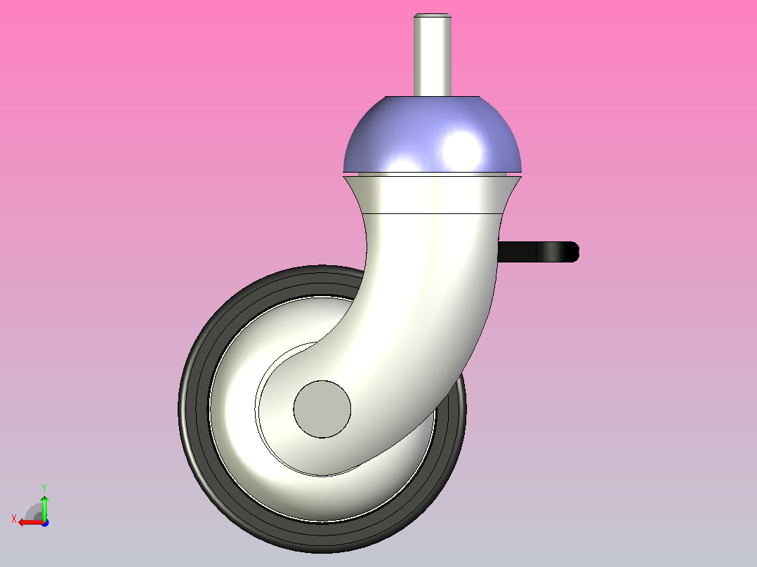 带制动柱的病床车轮组PDT30805SV医用脚轮后视图