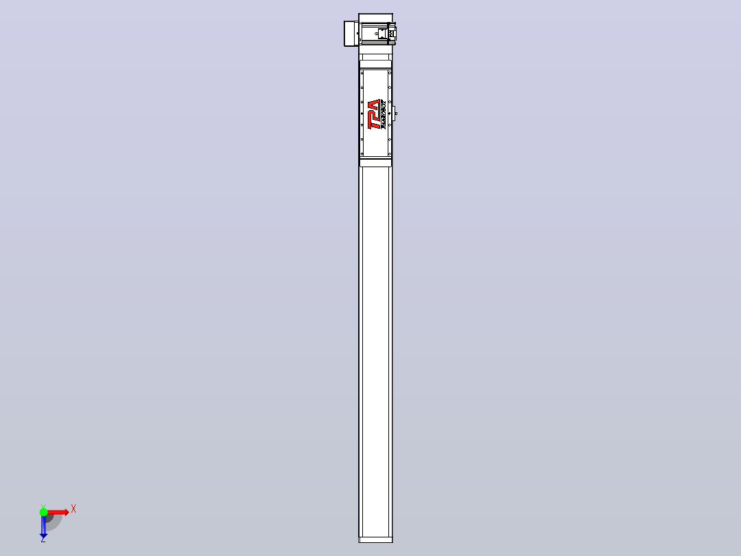 伺服电机集成皮带传动直线执行器TPA-OCB-120-224-L1150-RU-P75-N3俯视图