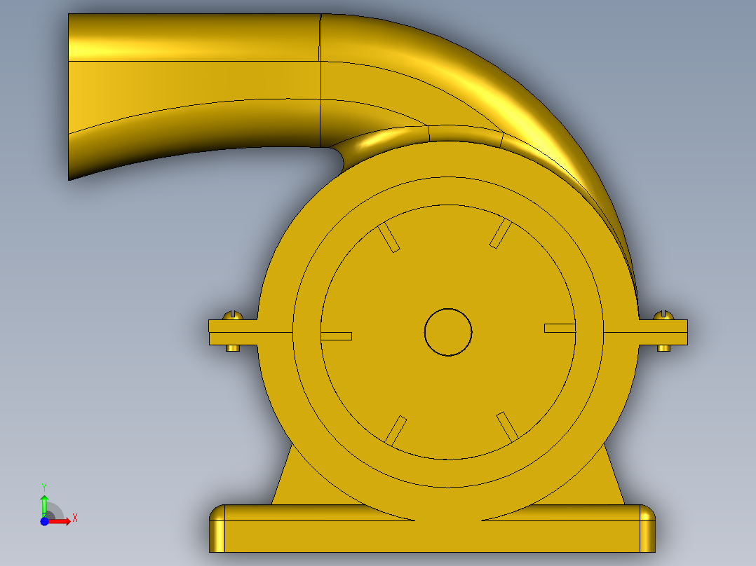 proe 电机风机组件前视图