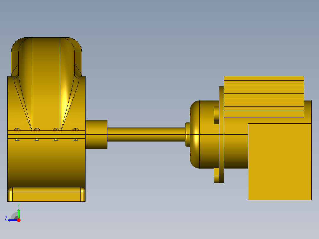 proe 电机风机组件右视图