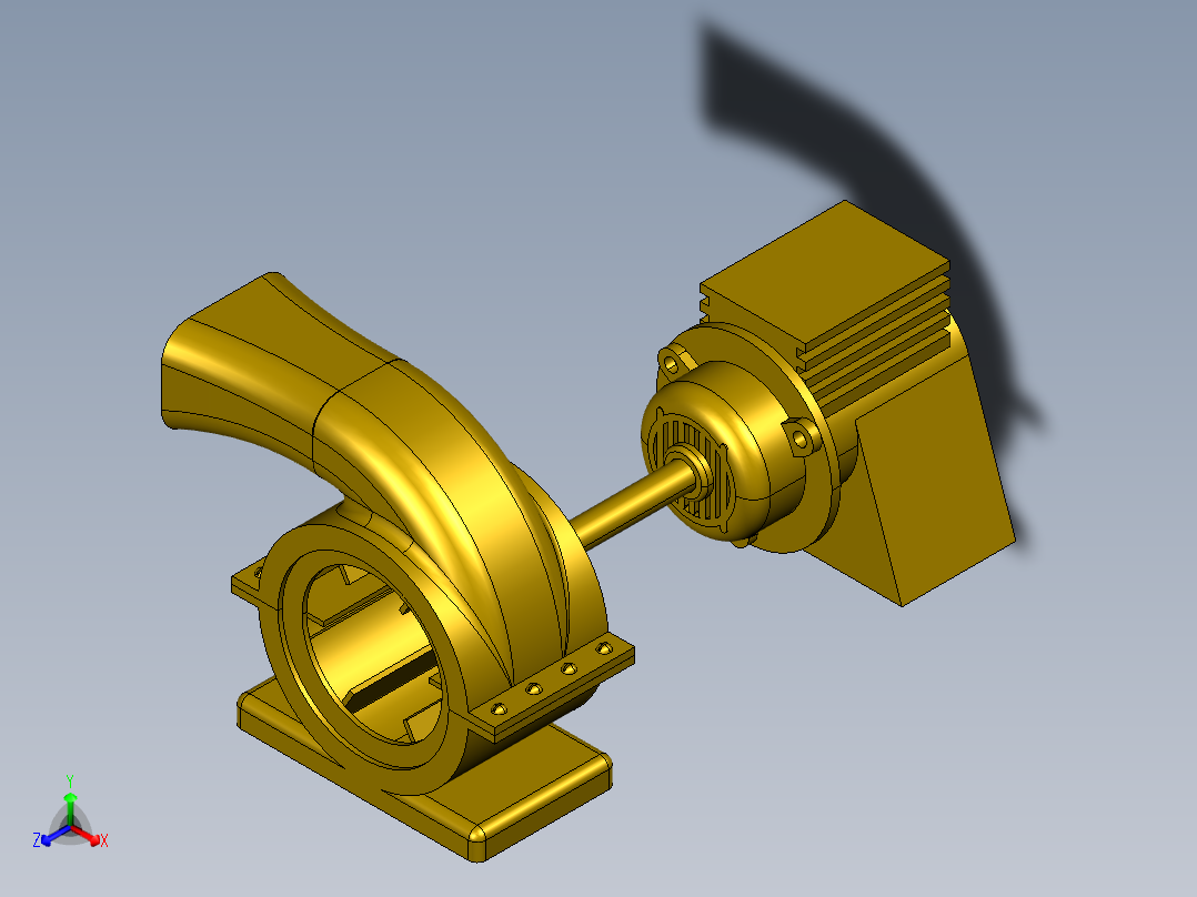 proe 电机风机组件正等轴测图