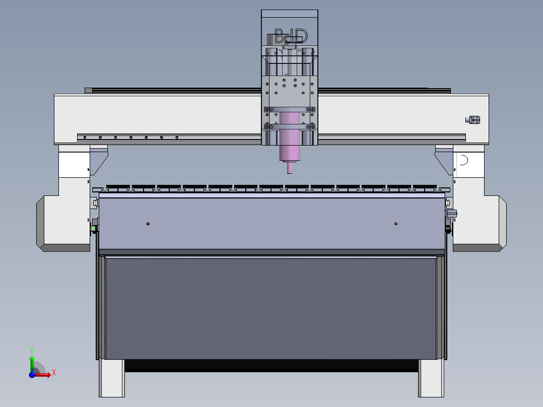 龙门式数控打孔机3D图纸非标自动化设备3D图纸3D模型前视图