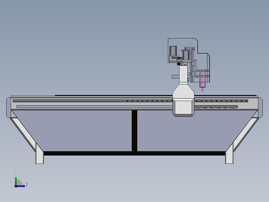 龙门式数控打孔机3D图纸非标自动化设备3D图纸3D模型左视图