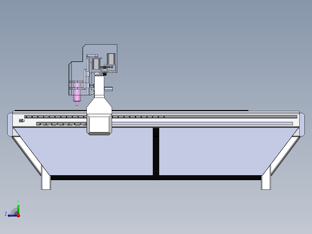 龙门式数控打孔机3D图纸非标自动化设备3D图纸3D模型右视图