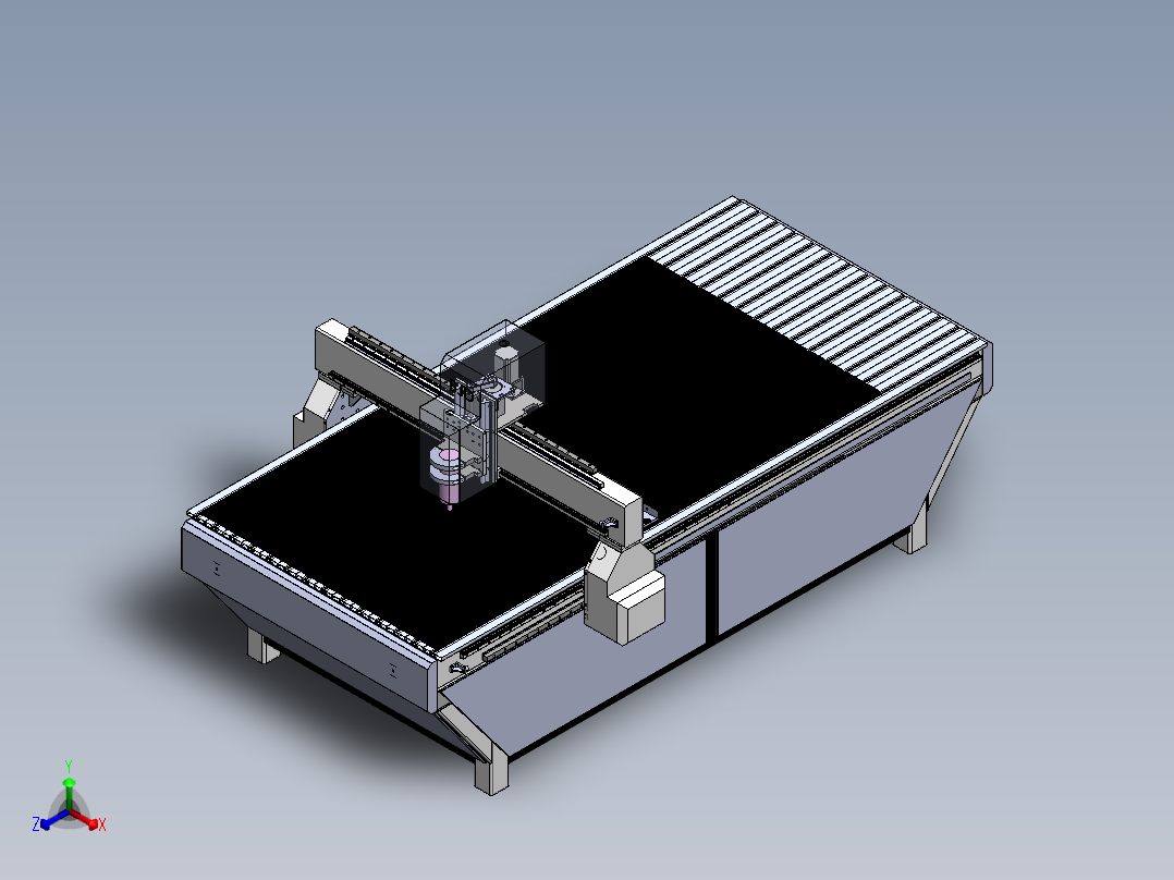 龙门式数控打孔机3D图纸非标自动化设备3D图纸3D模型正等轴测图