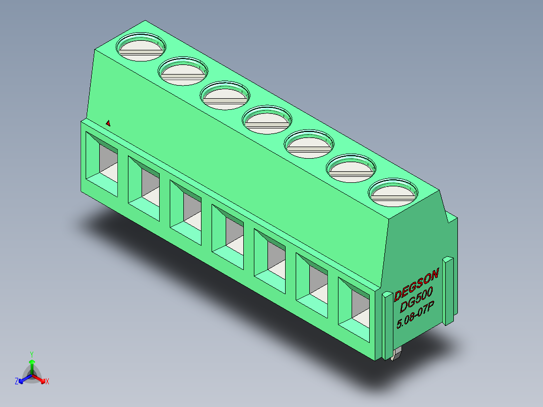 DEGSON DG500 系列 5.05.087.62mm 接线端子-DG500-5.08-07P-14-00AH主视图