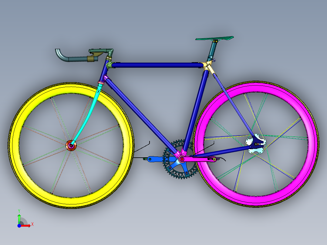 碳钢死飞弯把公路自行车前视图