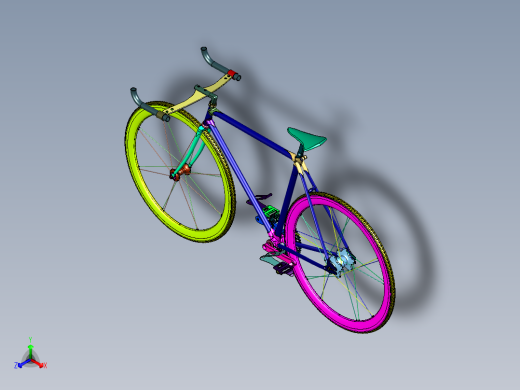 碳钢死飞弯把公路自行车正等轴测缩略图