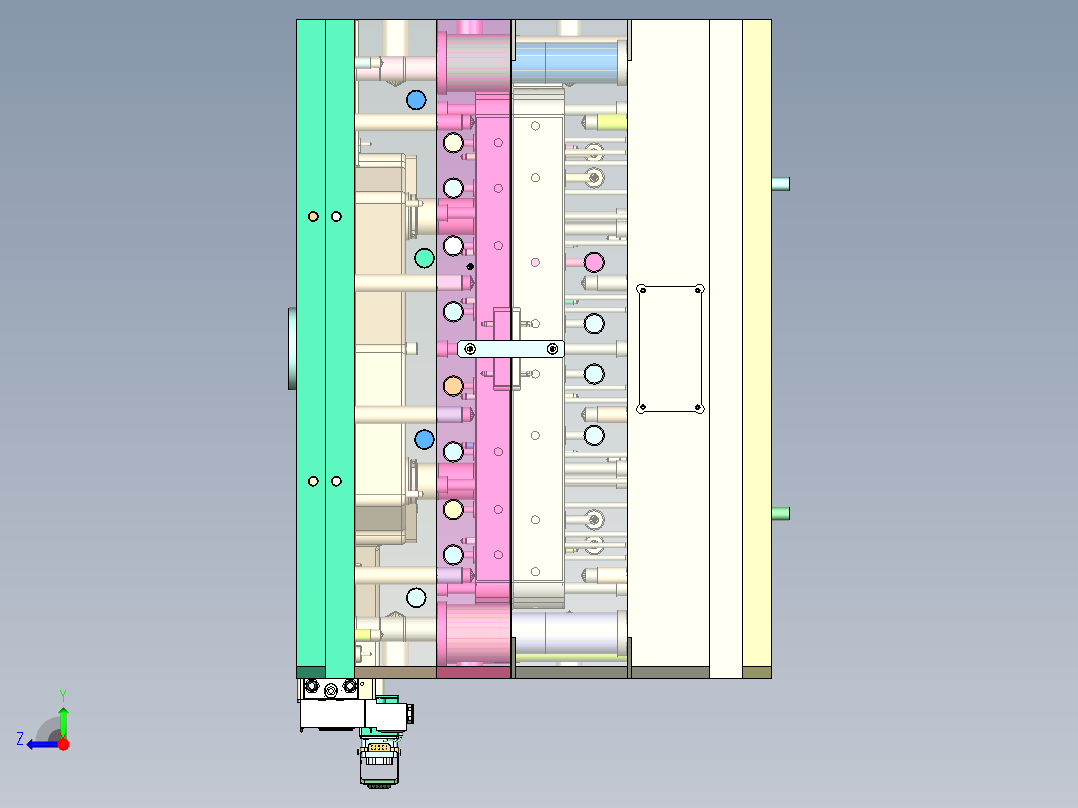 拖鞋架面盖（超多斜顶+牛角进胶）右视图