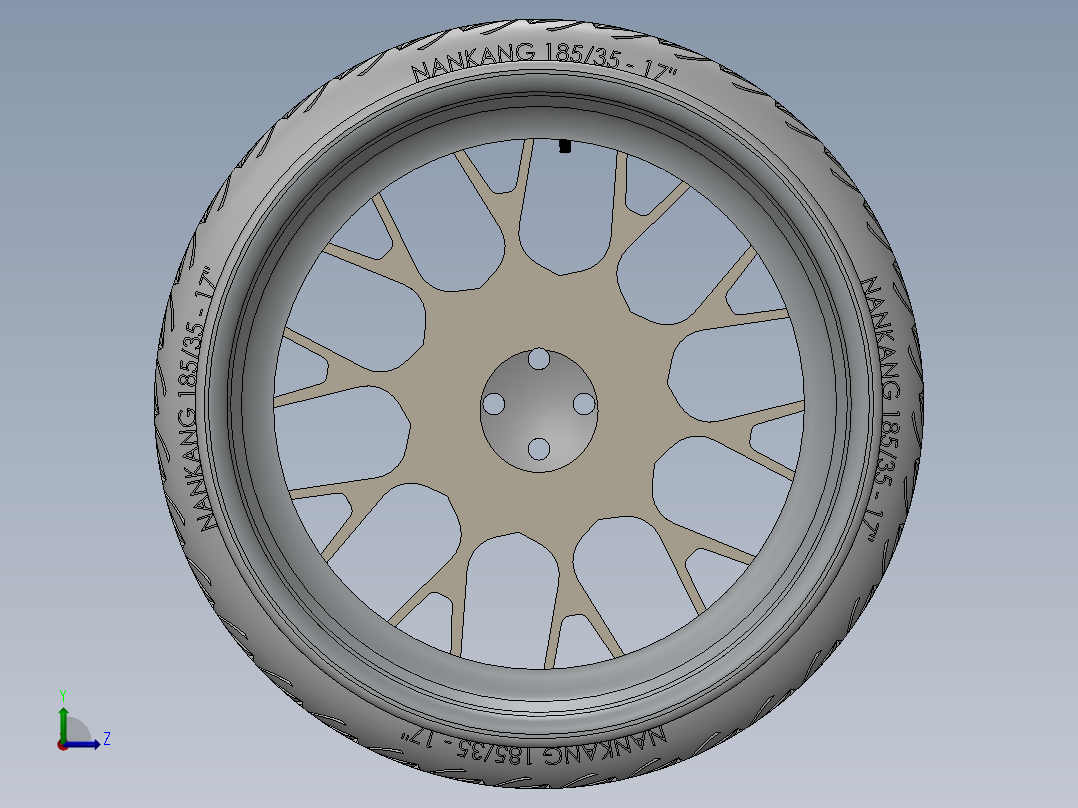 roda-binno轮毂轮胎3D图纸 Solidworks设计左视图