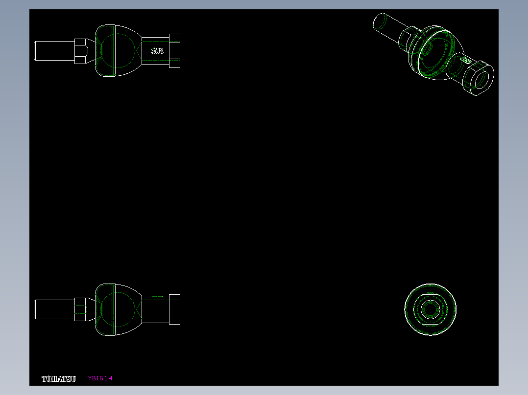端桿軸承(鋼珠連結型)YBIB,YBIBL-2D多系列多零件图纸模型