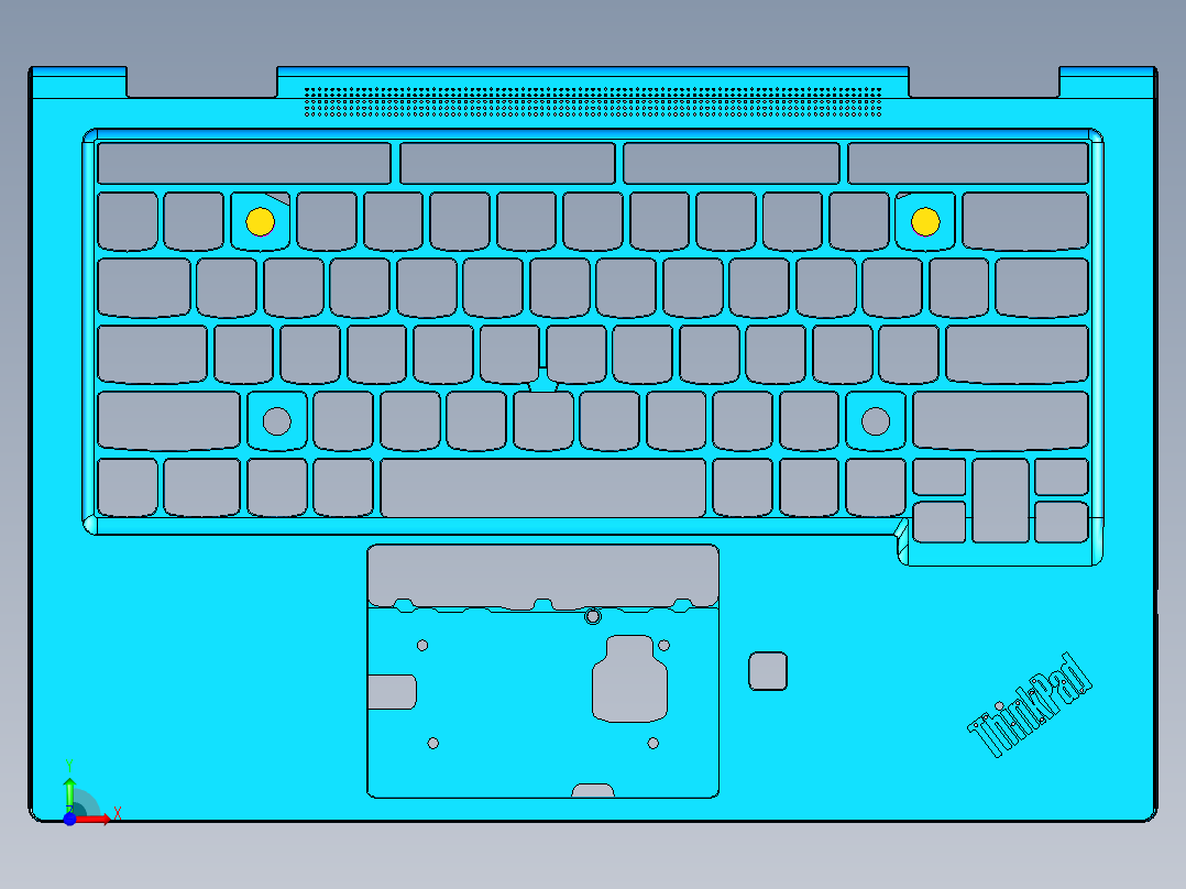 笔记本C壳钻音量孔UG刀路模型前视图