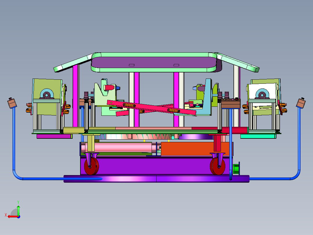 汽车扶手箱安装工作台后视图