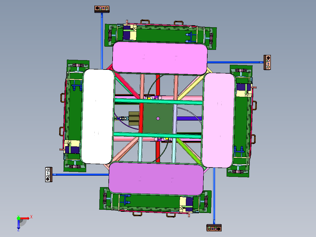汽车扶手箱安装工作台俯视图
