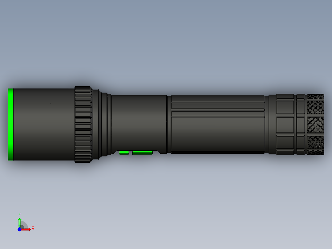 二五口径强光手电设计前视图