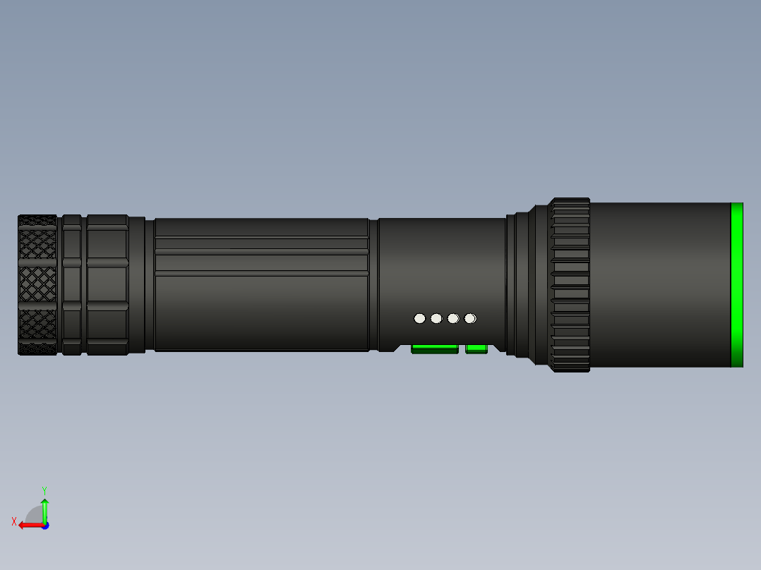 二五口径强光手电设计后视图
