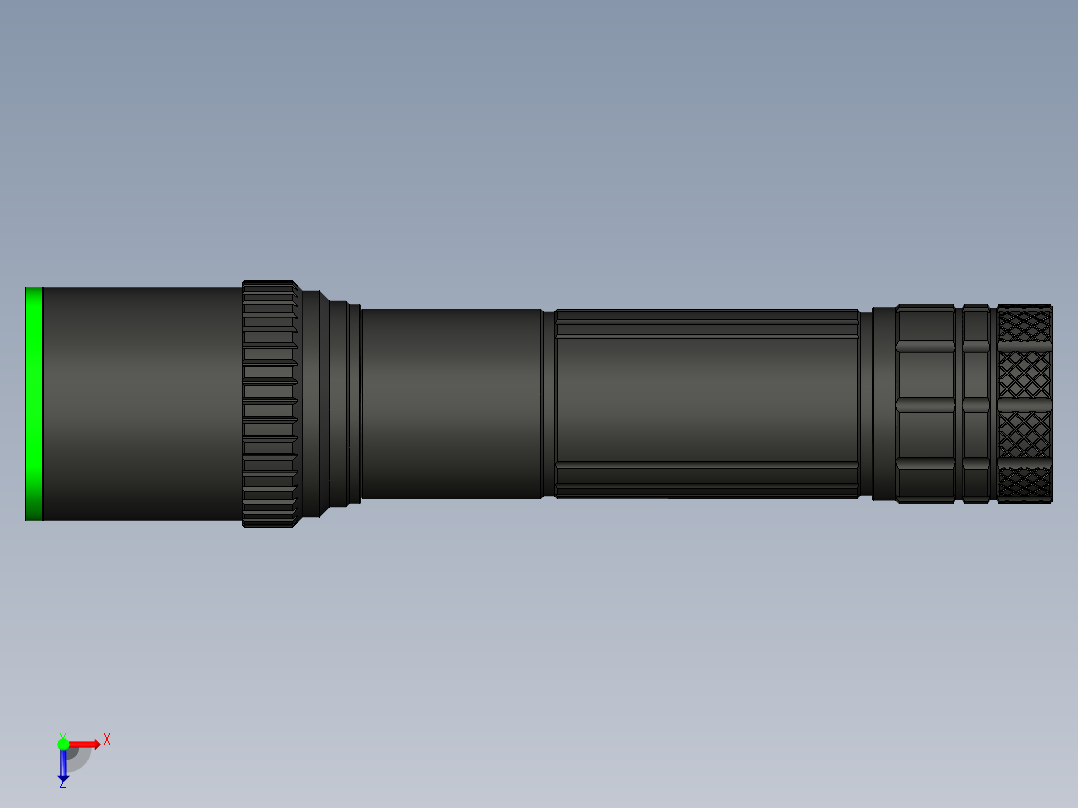 二五口径强光手电设计俯视图