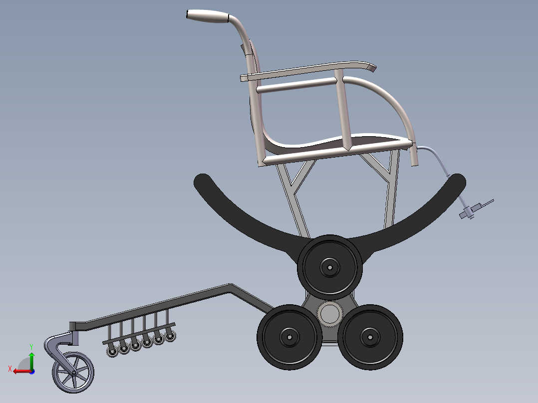 电动助力式爬楼梯轮椅后视图