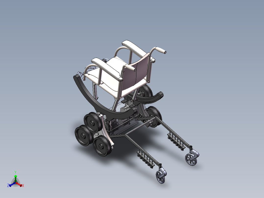 电动助力式爬楼梯轮椅正等轴测图