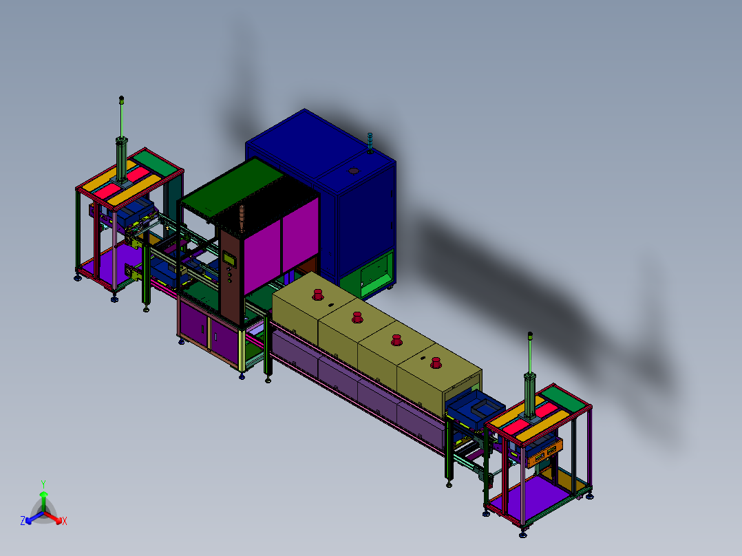 电源模块自动灌胶生产流水线正等轴测图