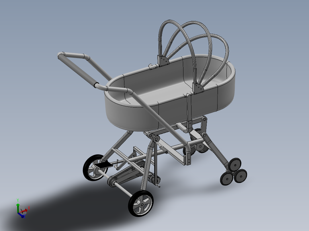 多功能婴儿护理车的设计-婴儿车含SW三维及5张CAD图