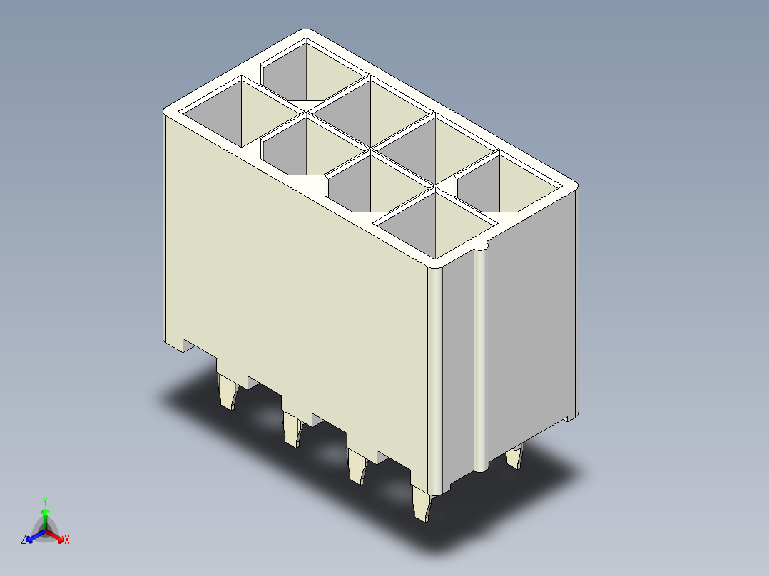 atx连接器8针110正等轴测图